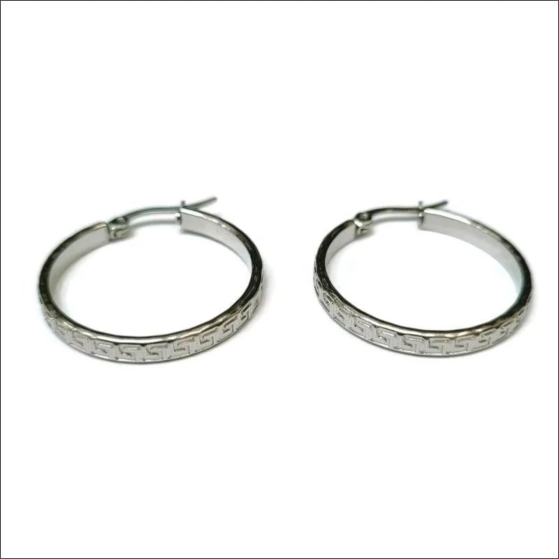 Moderne Grieks Motief Rvs Oorbellen - Grieks-Motief-30x3mm -