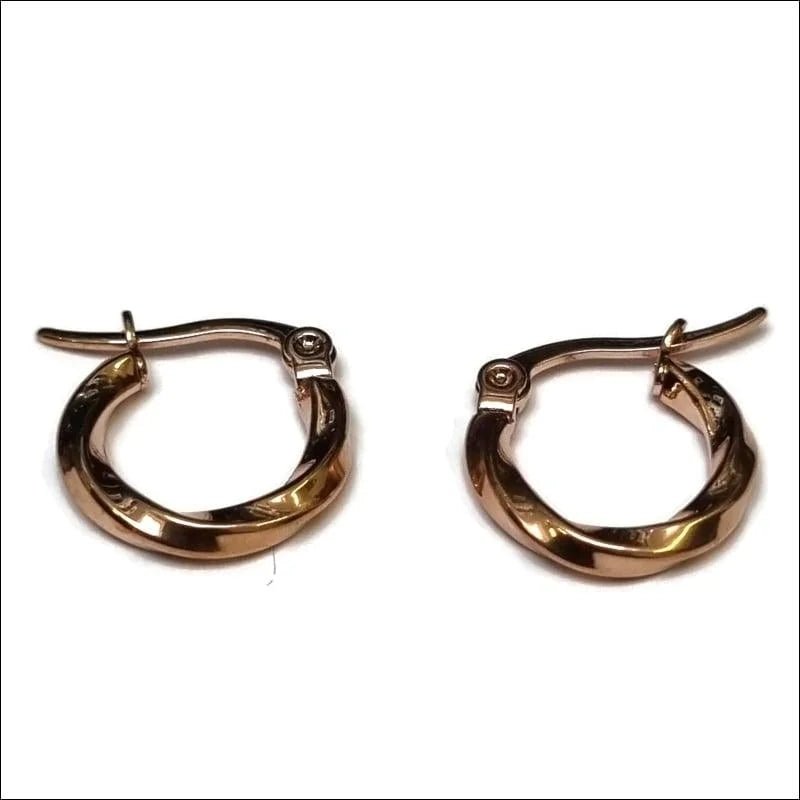 RVS Gedraaide Oorringen - Dames hoops - Ros&Atilde;&copy;kleurig / 15mm -