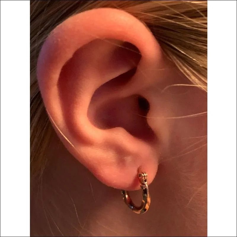 RVS Gedraaide Oorringen - Dames hoops - Ros&Atilde;&copy;kleurig / 15mm -