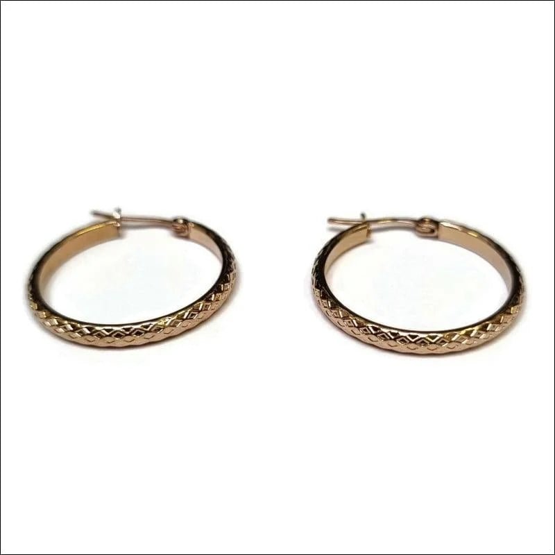 Ros&Atilde;&copy;kleurige Stalen Oorringen 30mm - Ruitjes-30x3mm -