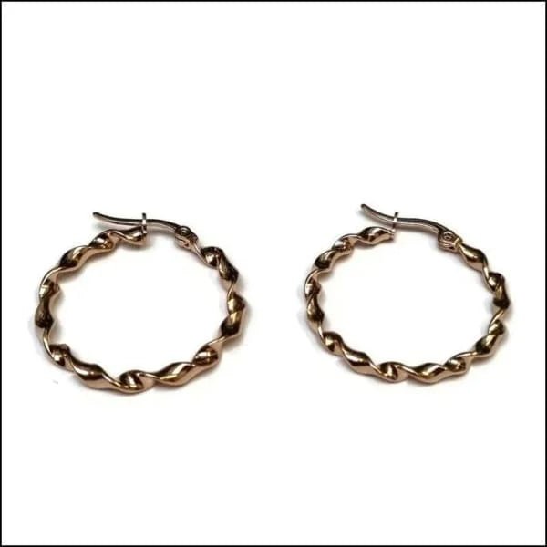 Ros&Atilde;&copy;kleurige Stalen Oorringen 30mm - Ruitjes-30x3mm -