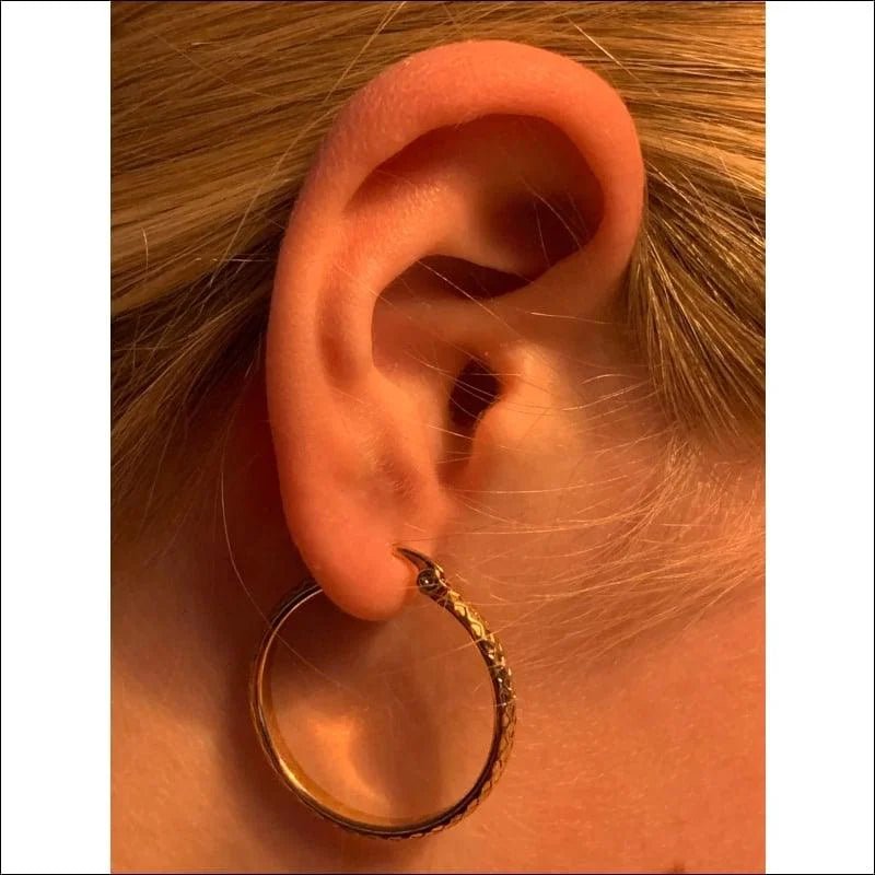 Ros&Atilde;&copy;kleurige Stalen Oorringen 30mm - Ruitjes-30x3mm -