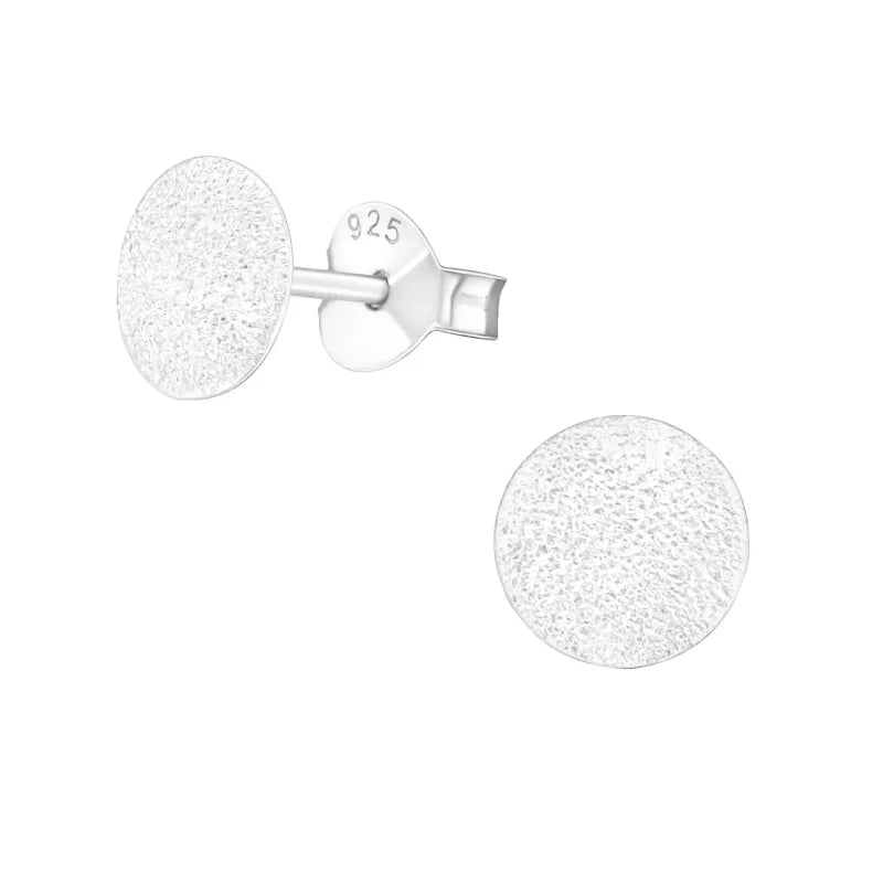Zilveren Gematteerde Oorbellen - Rond-6mm -
