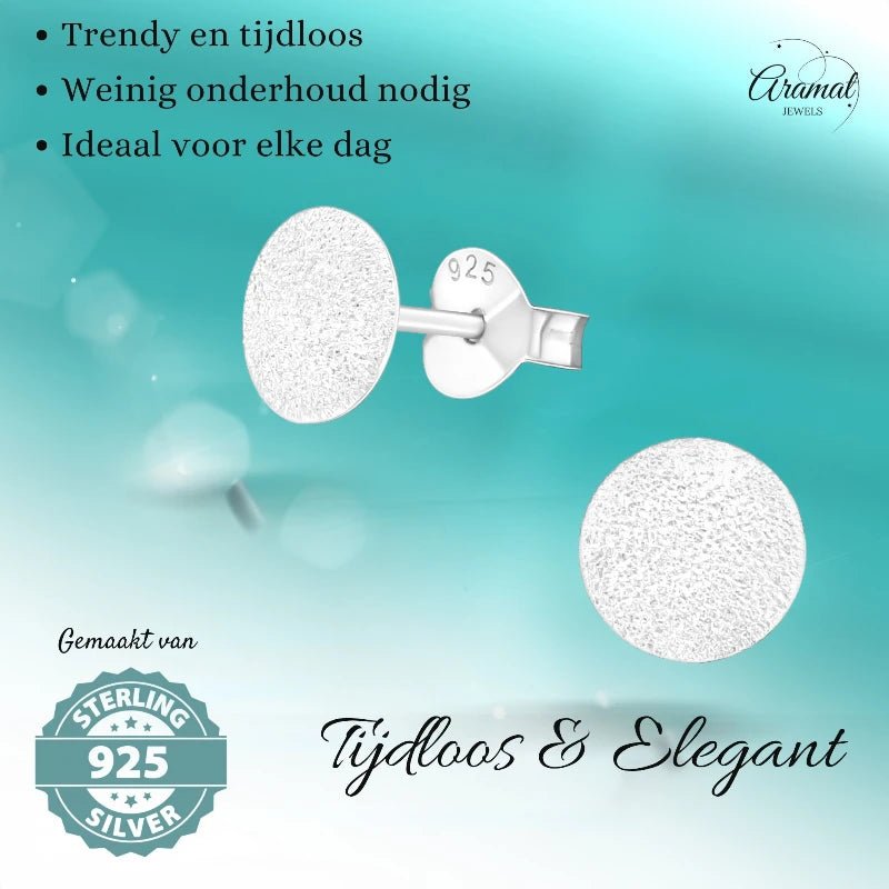 Zilveren Gematteerde Oorbellen - Rond-6mm -