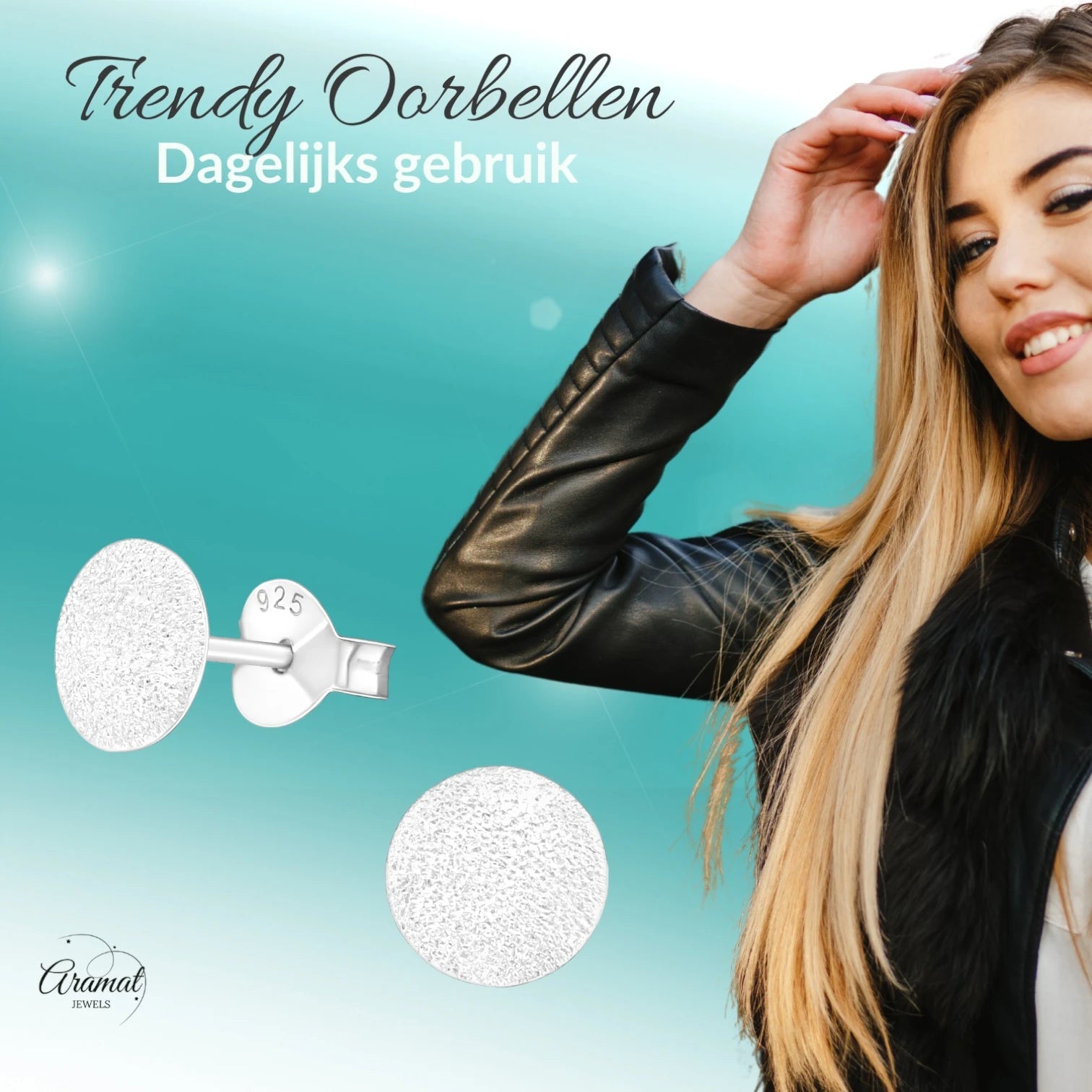 Zilveren Gematteerde Oorbellen - Rond-6mm -