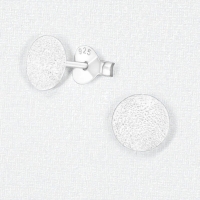 Zilveren Gematteerde Oorbellen - Rond-6mm -