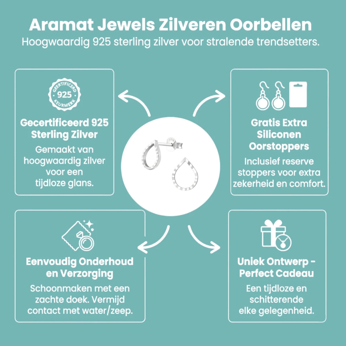 Zilveren Druppelvormige Oorbellen -