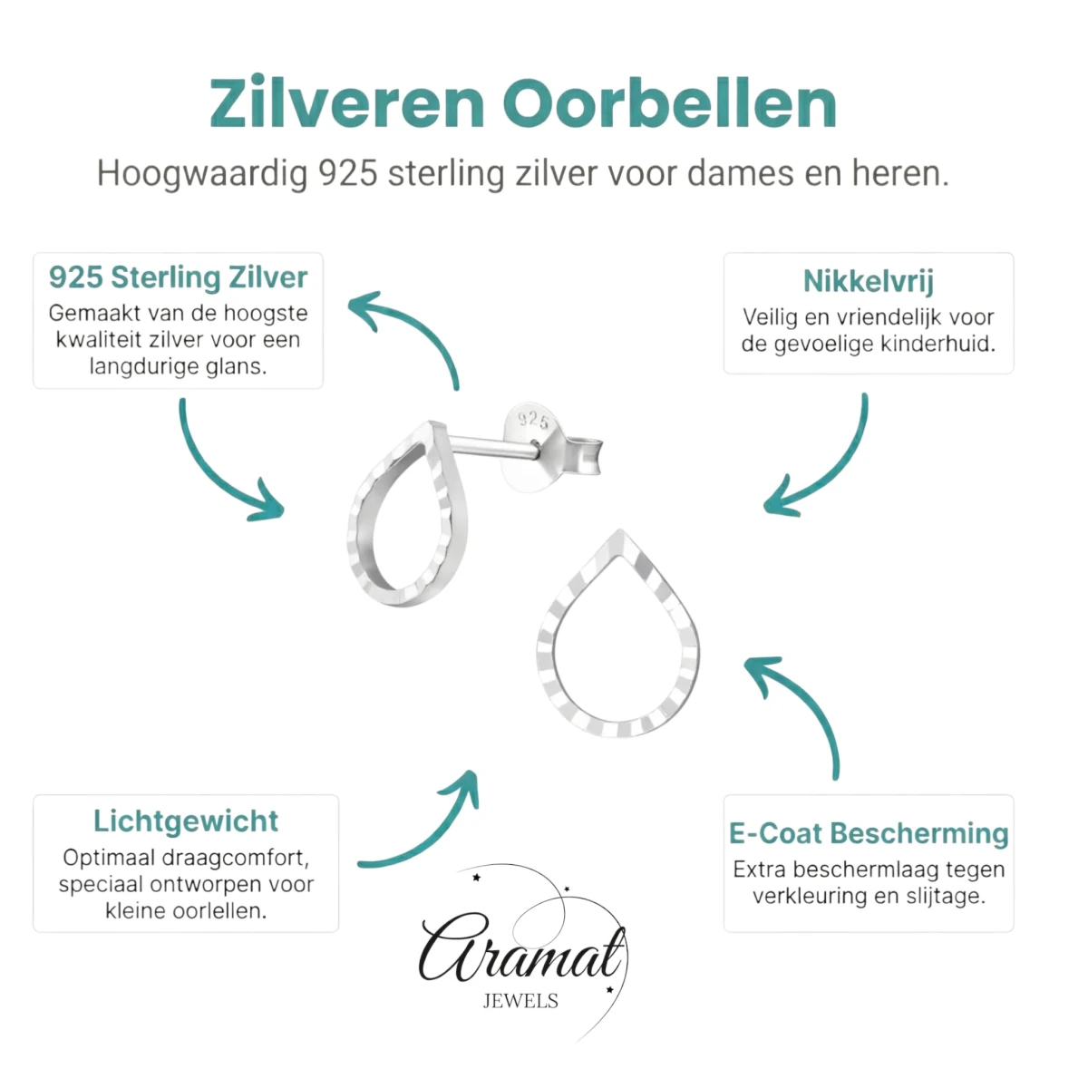 Zilveren Druppelvormige Oorbellen -