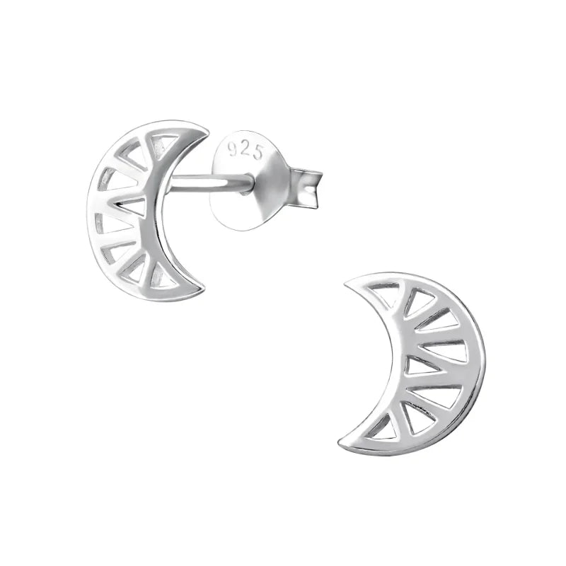 Zilveren Maan Oorbellen opengewerkt - 8x7mm - Maan-8x7mm -