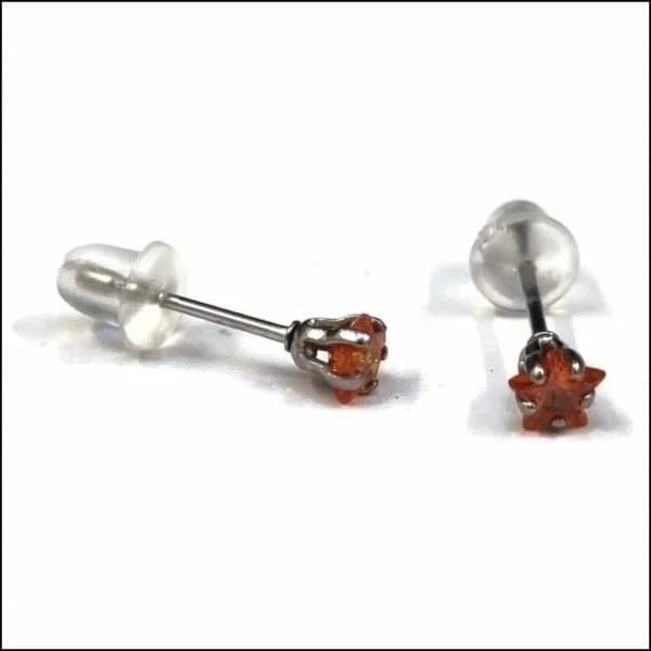 RVS Zweerknopjes Ster met Zirkonia  - Sterretjes Oorstekers - Zilverkleurig / Rood / 4mm -