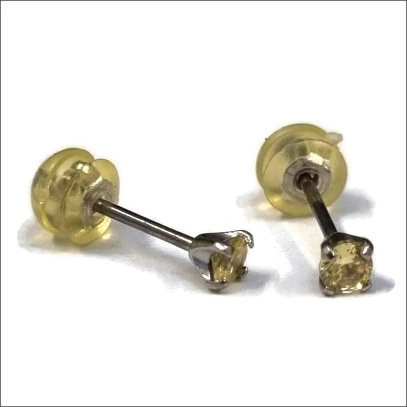 Ronde Titanium Oorbellen Zirkonia 3mm - Geel -