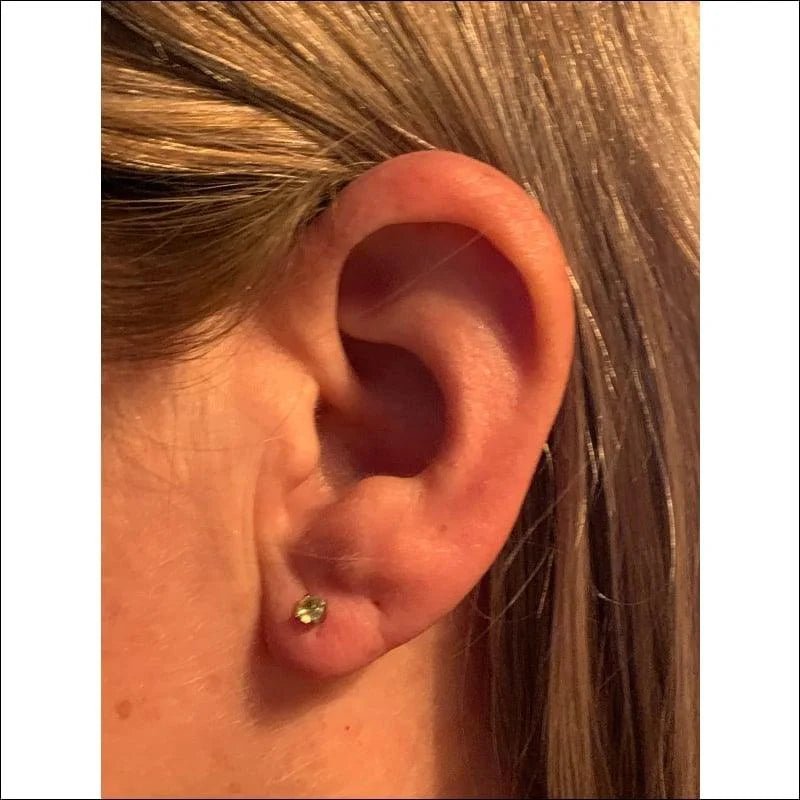 Ronde Titanium Oorbellen Zirkonia 3mm - Geel -