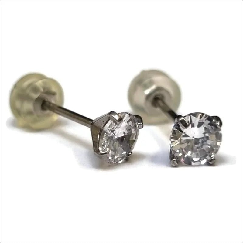 Luxe Titanium Oorbellen met Transparante Zirkonia -
