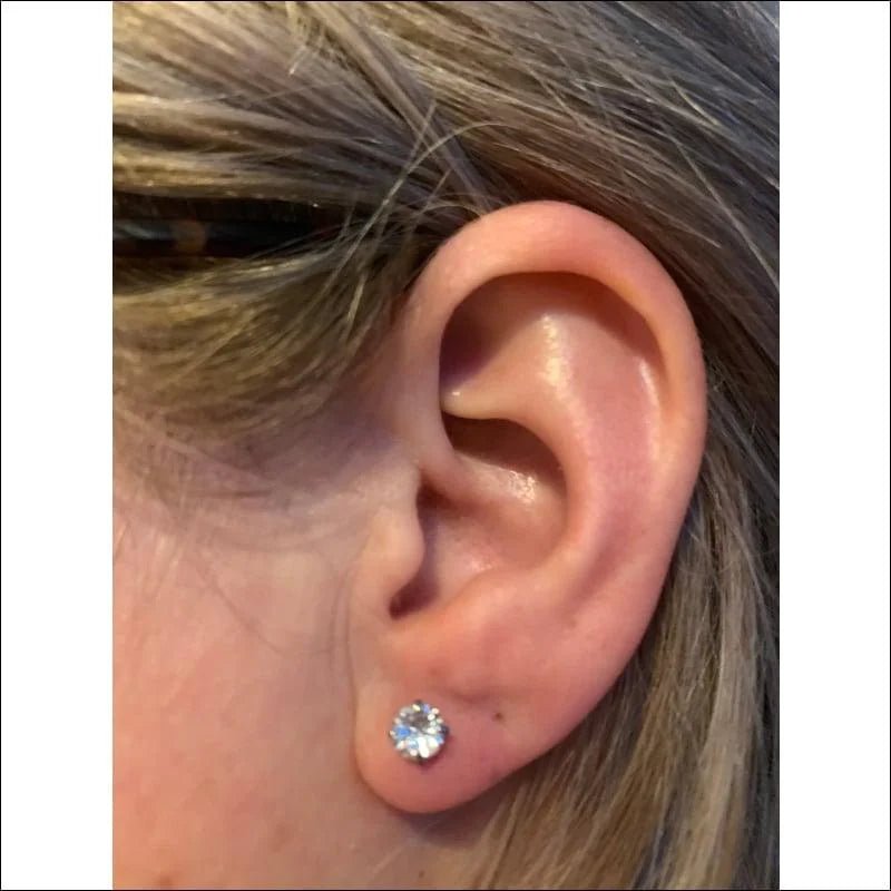 Luxe Titanium Oorbellen met Transparante Zirkonia -
