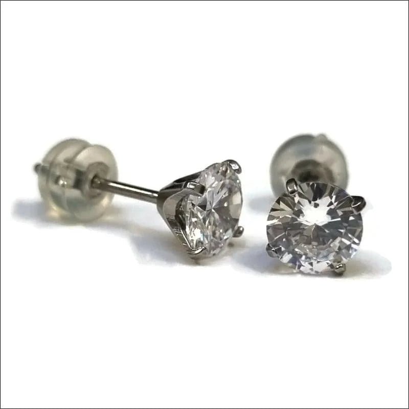 Zilveren Transparante Zirkonia Oorbellen met Titanium -