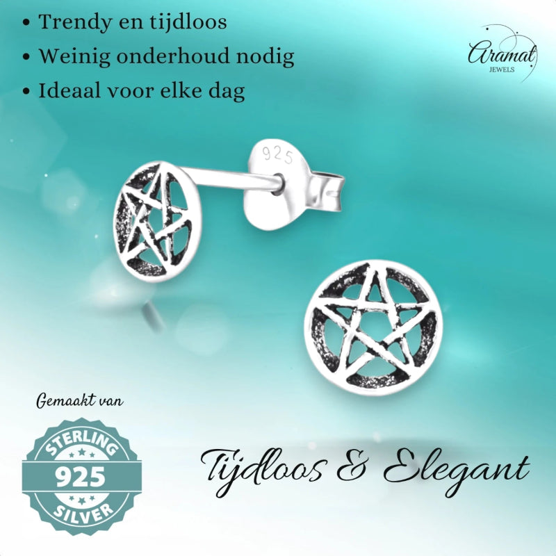 Zilveren gotische ster oorstekers &acirc;&euro;&ldquo; 6 mm -