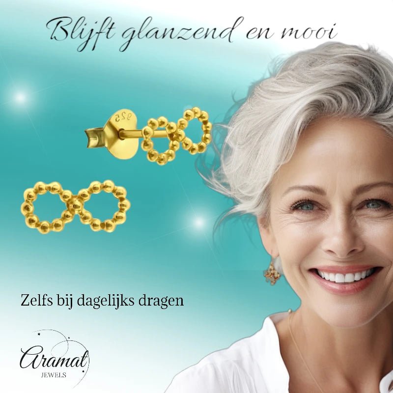 Zilveren Infinity Oorbellen met Goldplating -