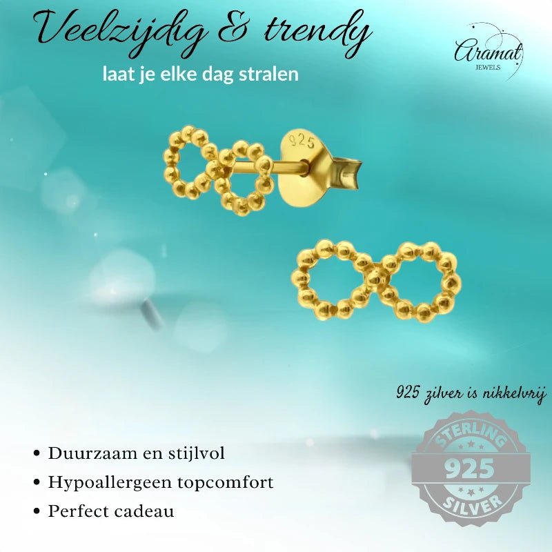 Zilveren Infinity Oorbellen met Goldplating -