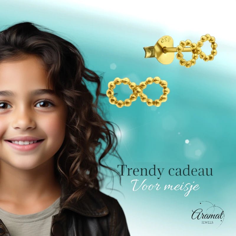 Zilveren Infinity Oorbellen met Goldplating -