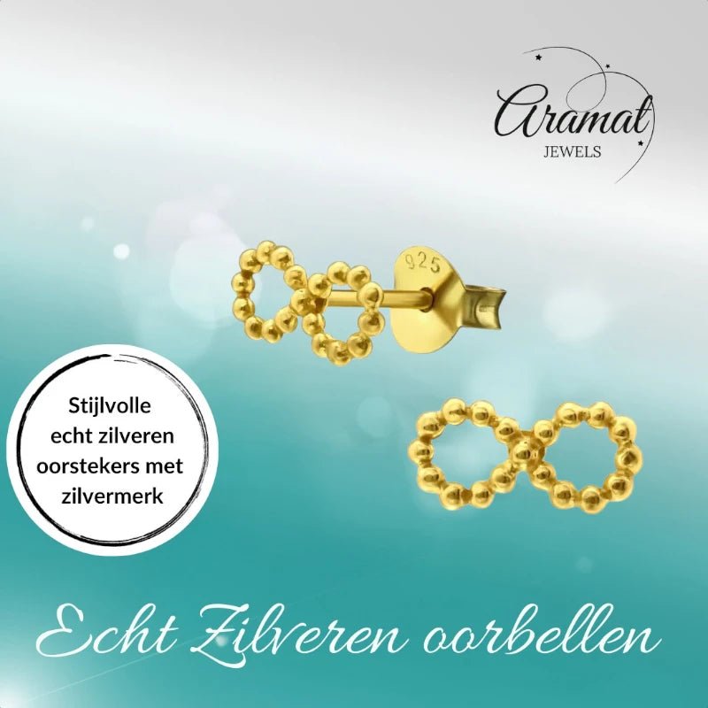 Zilveren Infinity Oorbellen met Goldplating -