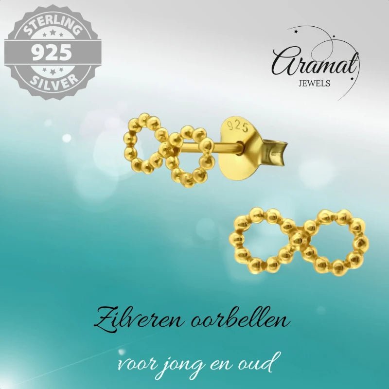 Zilveren Infinity Oorbellen met Goldplating -