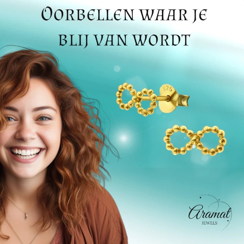 Zilveren Infinity Oorbellen met Goldplating -