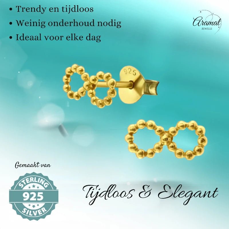Zilveren Infinity Oorbellen met Goldplating -