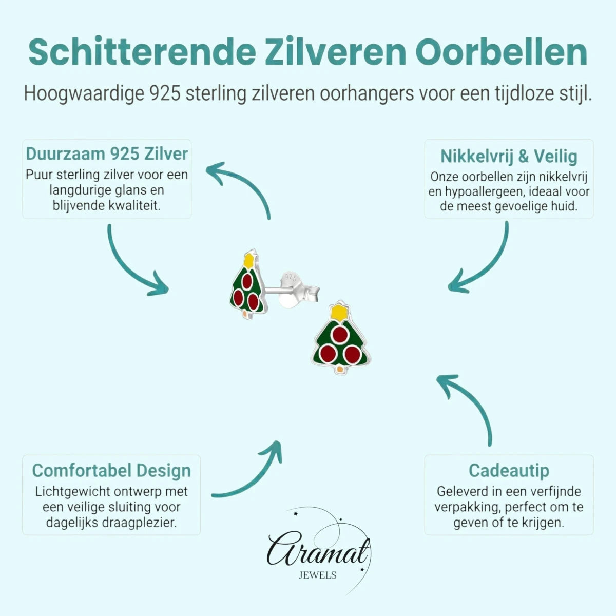 Zilveren Kerstboom Oorbellen van Aramat Jewels&Acirc;&reg; -