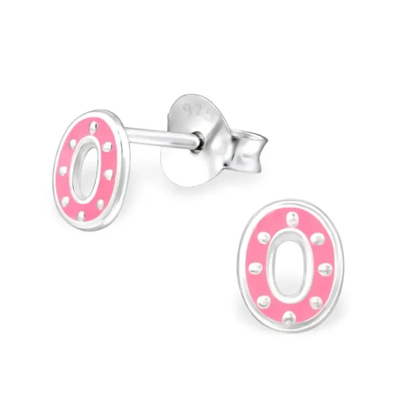 Zilveren ovale oorstekers met roze emaille &acirc;&euro;&ldquo; 6x5 mm -
