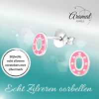 Zilveren ovale oorstekers met roze emaille &acirc;&euro;&ldquo; 6x5 mm -