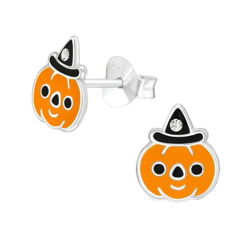 Zilveren Pompoen Oorbellen voor Halloween -
