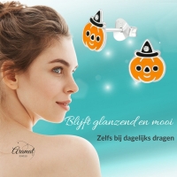 Zilveren Pompoen Oorbellen voor Halloween -