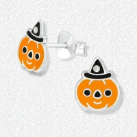 Zilveren Pompoen Oorbellen voor Halloween -