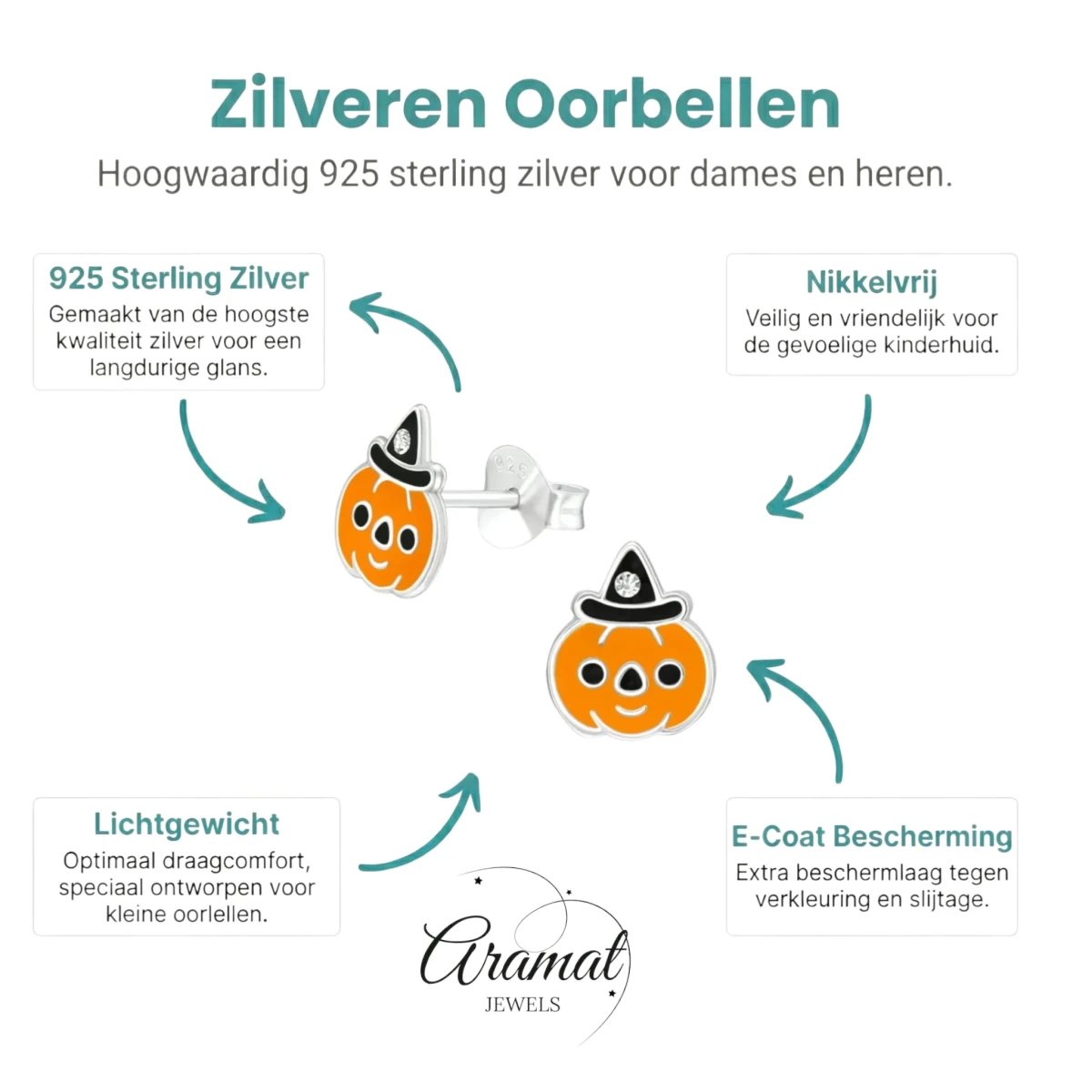 Zilveren Pompoen Oorbellen voor Halloween -