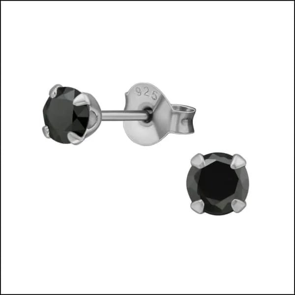 Echt Zilveren Zirkonia Oorbellen - Black Diamond -