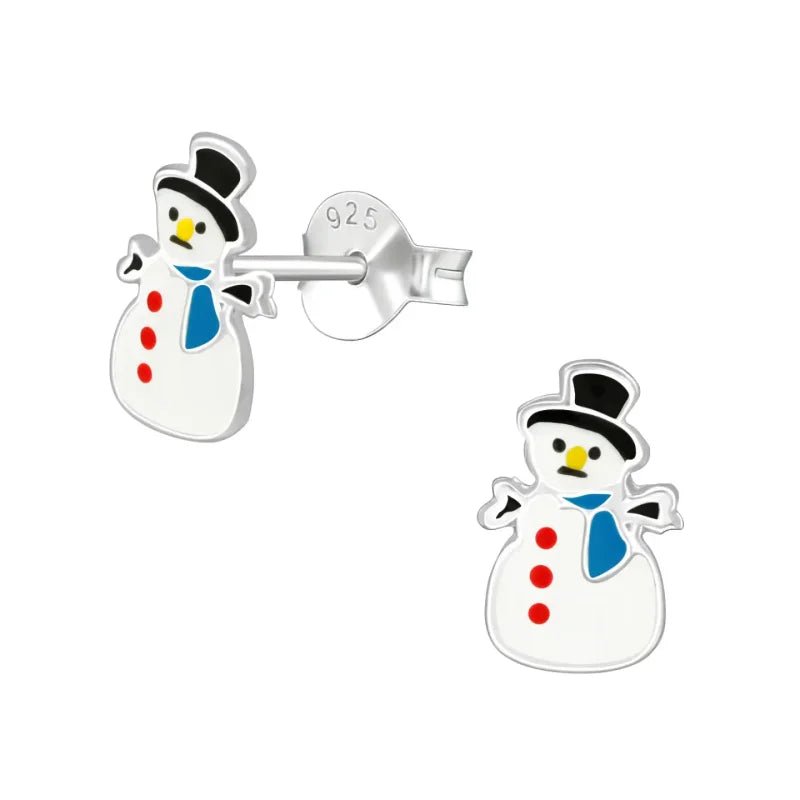 Zilveren Kerst Oorbellen Sneeuwpop - 9mm -
