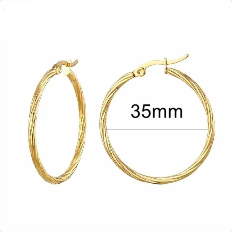 Stalen Goudkleurige Oorringen - Creolen - Lanzarote-35x2mm -