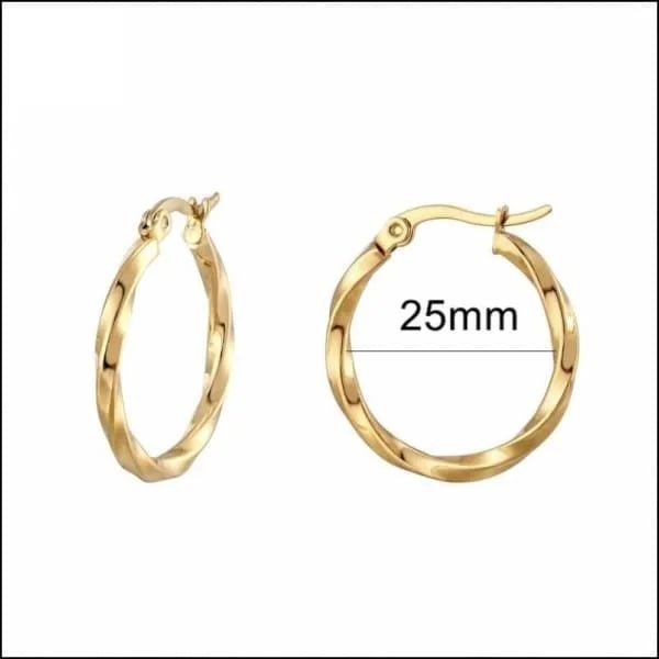 RVS Creolen Goudkleur 25mm - Trendy Hoepel Oorbellen Dames - Spanje-25x2,5mm -