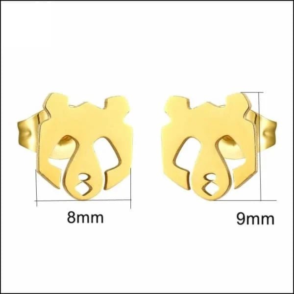 RVS Panda Oorbellen 8mm Kinderen - Schattige Pandabeer Oorstekers - Goudkleurig-9x7mm -