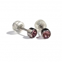 Oorknopjes &acirc;&euro;&ldquo; RVS 4mm met Roze Zirkonia -