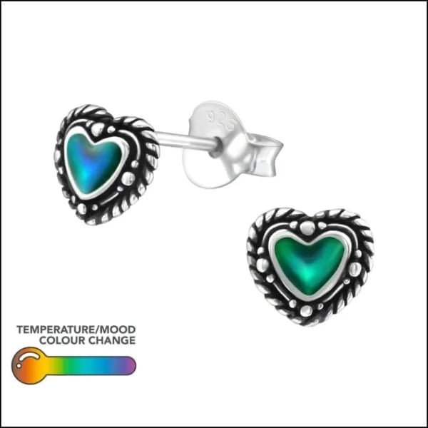 925 Zilveren Mood Oorbellen met Kleurveranderende Steen 8mm - Driehoek-7mm -