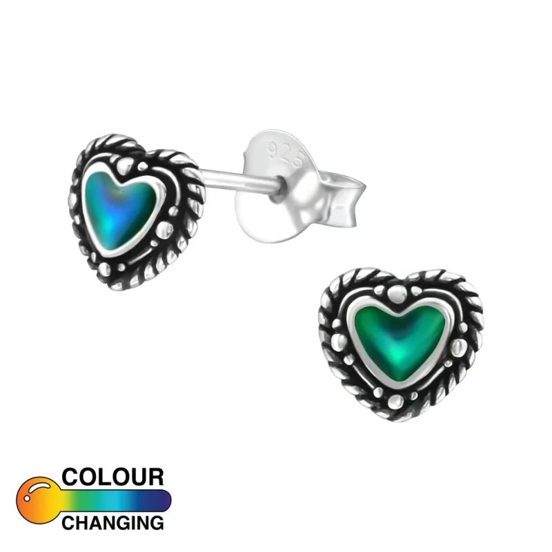 925 Zilveren Mood Oorbellen met Kleurveranderende Steen 8mm - Driehoek-7mm -