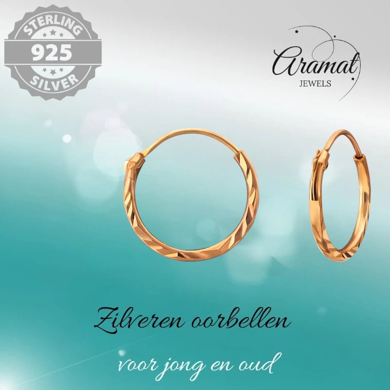 Ros&Atilde;&copy; Goudkleurige Oorringetjes 925 Zilver| 12mm -