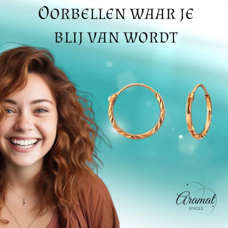Ros&Atilde;&copy; Goudkleurige Oorringetjes 925 Zilver| 12mm -