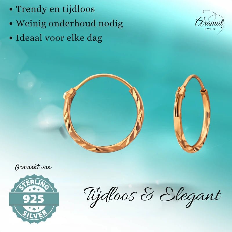 Ros&Atilde;&copy; Goudkleurige Oorringetjes 925 Zilver| 12mm -