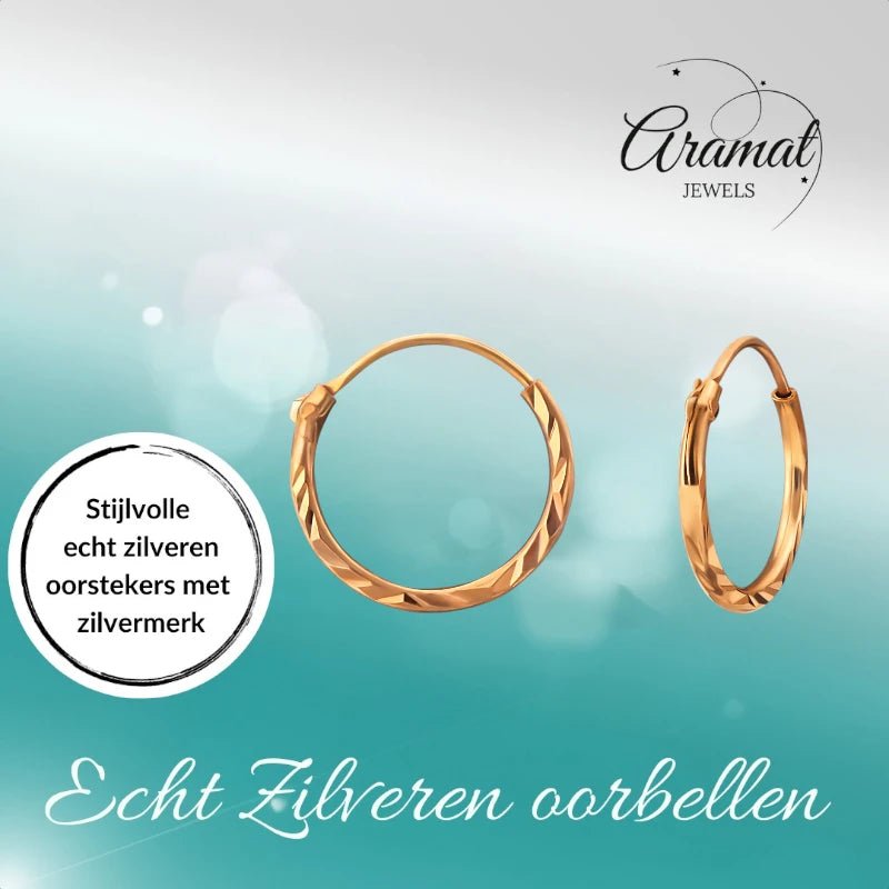 Ros&Atilde;&copy; Goudkleurige Oorringetjes 925 Zilver| 12mm -