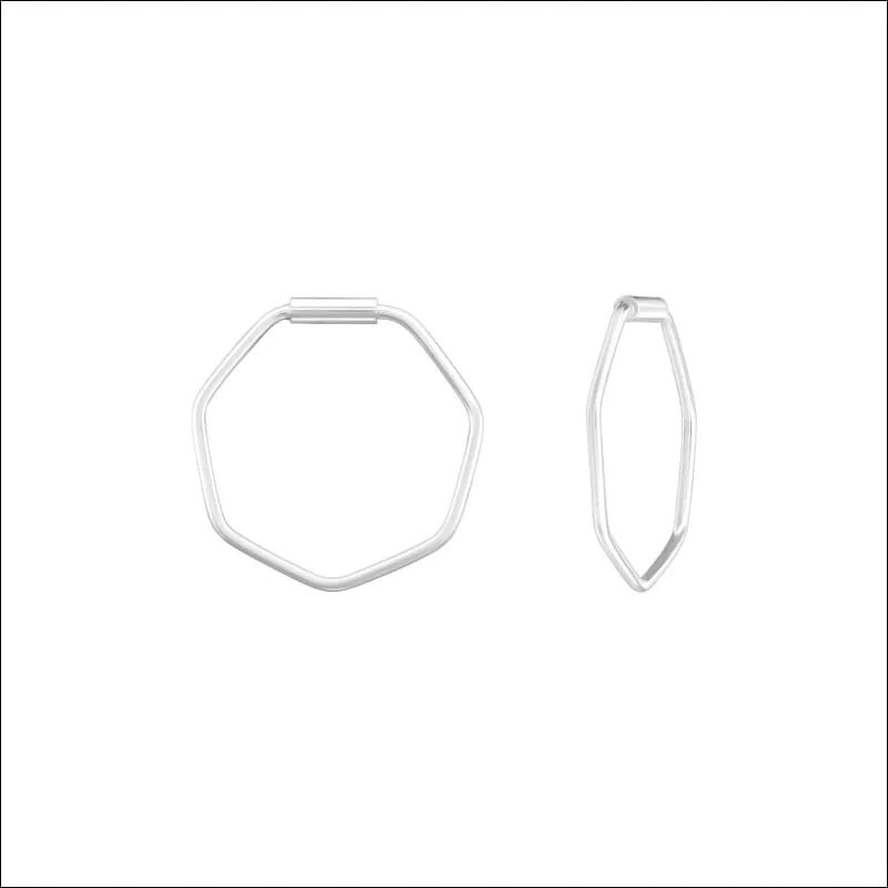 925 Zilveren Oorringen Zeshoekig 14mm - Geometrische Hoops -