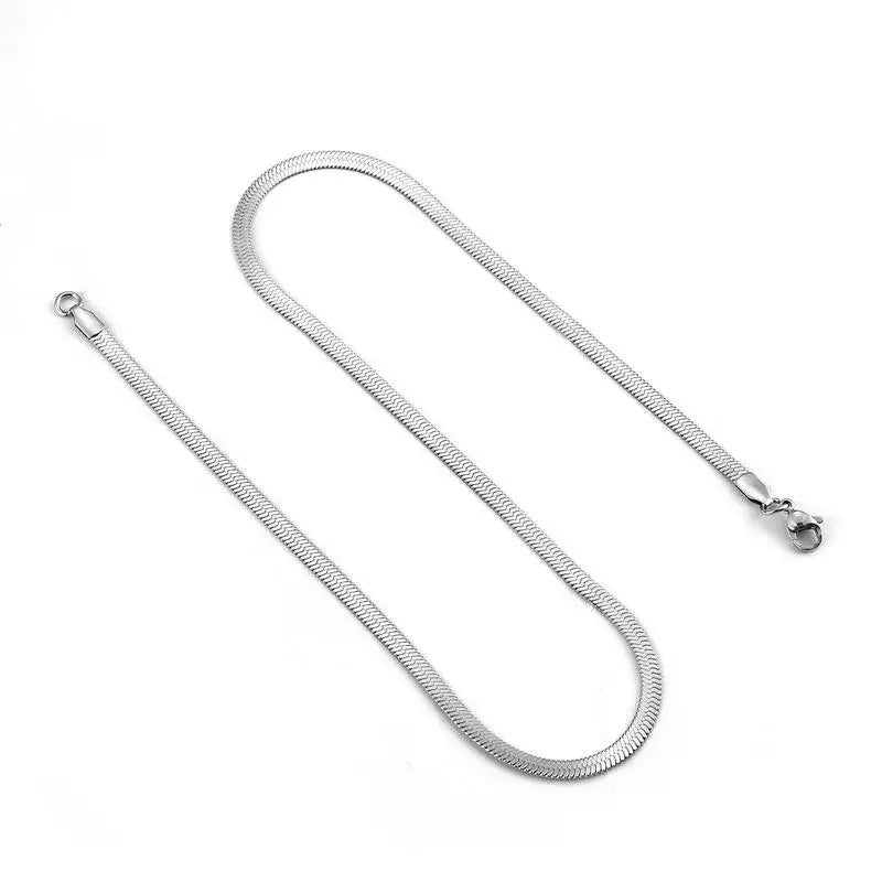Stalen Plat Omega Ketting - Zilverkleurig - 50cm - Dames