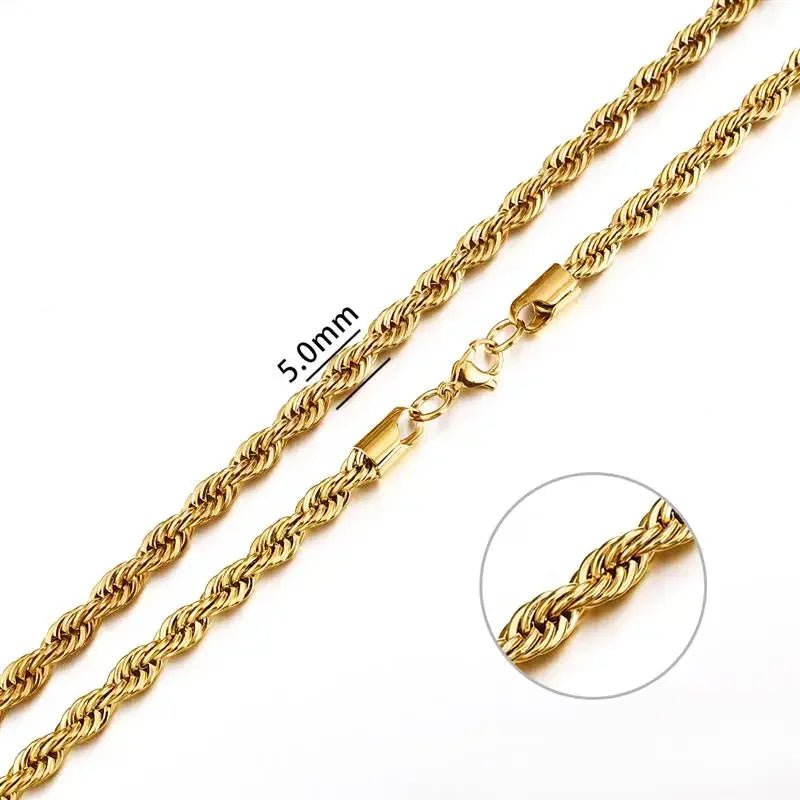 RVS Koordschakel Ketting Goudkleur - Rope Chain Ketting - 2mm / 75cm - Unisex