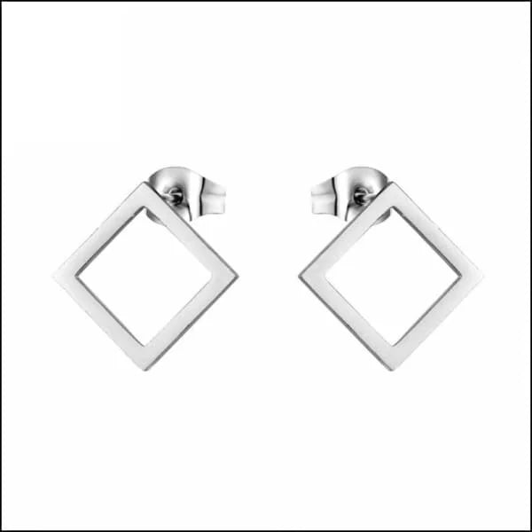 RVS Ruit Oorbellen Diverse Kleuren 8mm - Geometrische Oorstekers - Goudkleurig / 12mm -